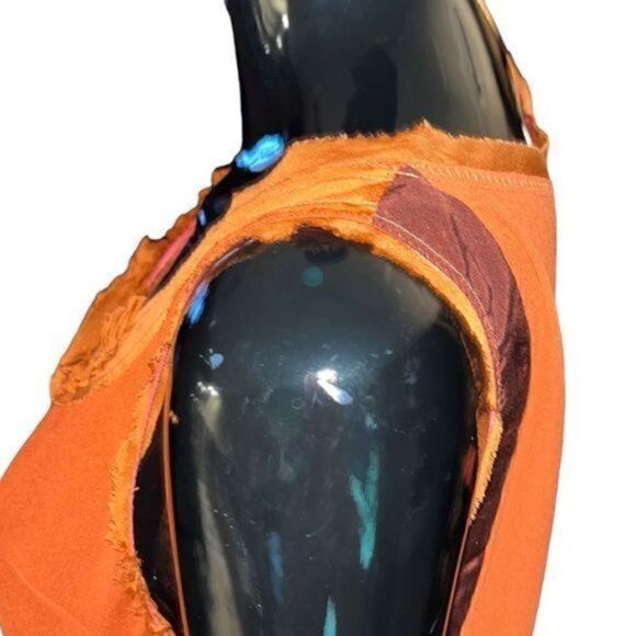 Anthropologie Floreat orange patchwork sheer sleeveless blouse size XS - Picture 9 of 15